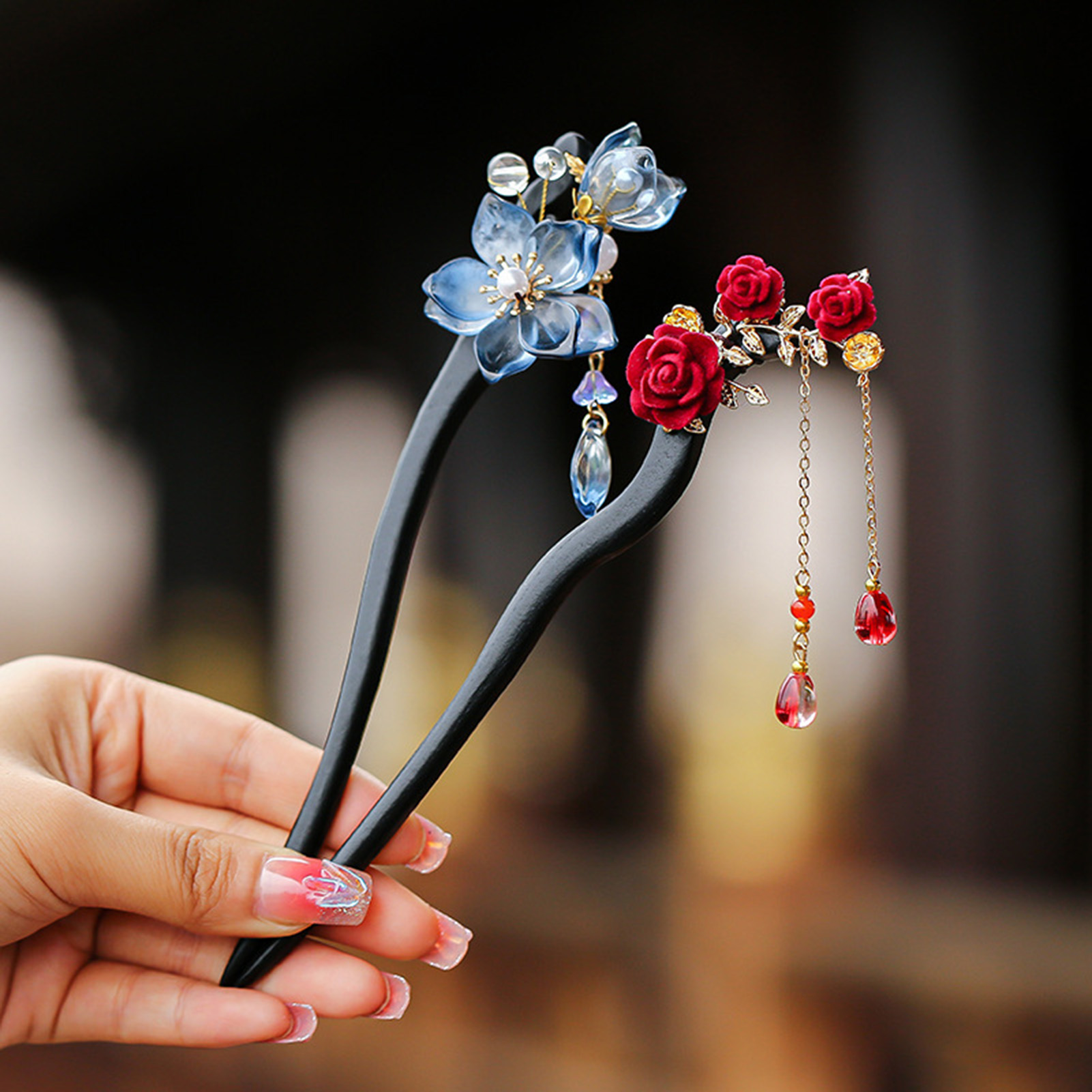 Supply Florist - Chinese Style Flower Tassel Hairpin Vintage