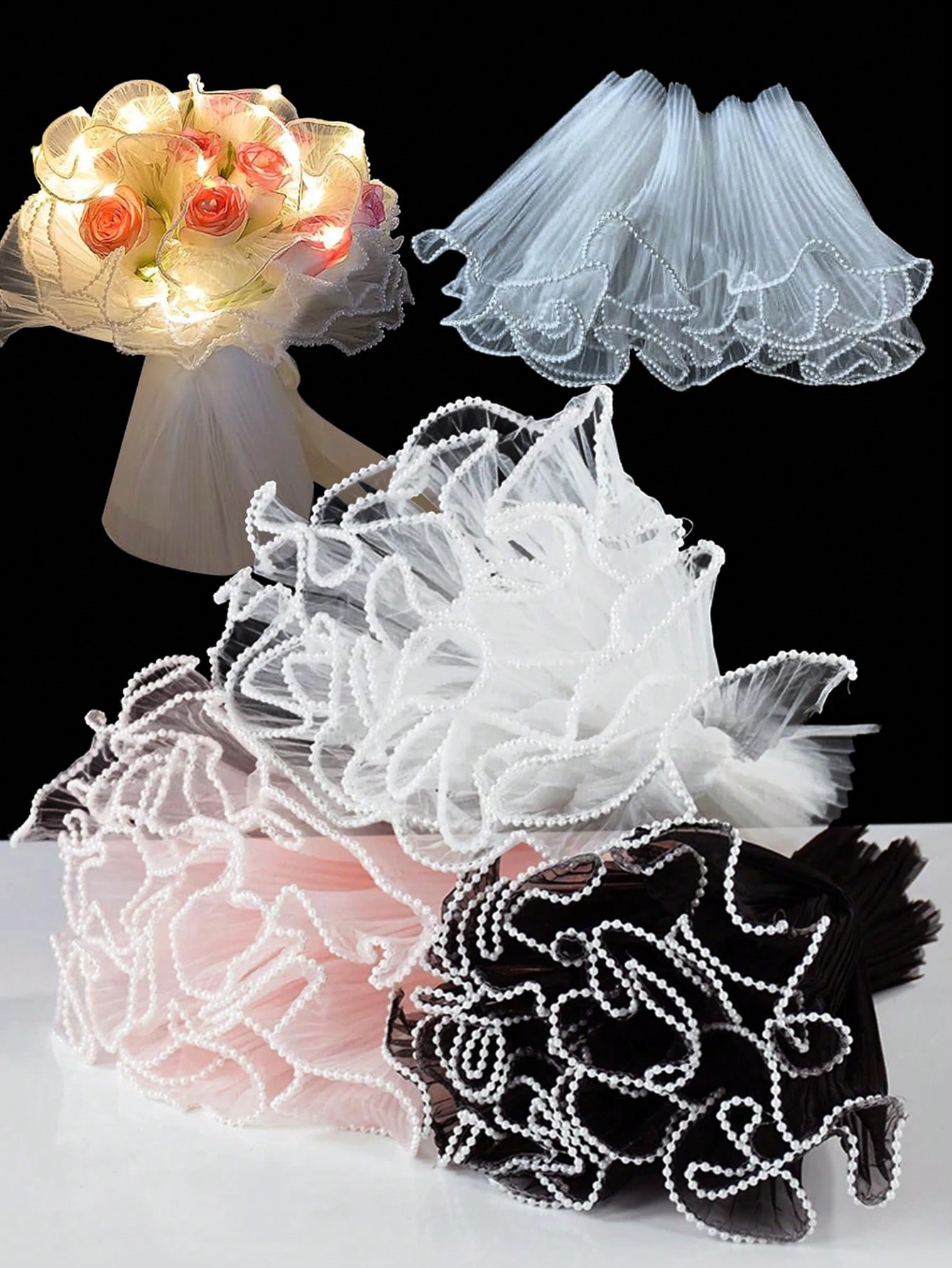 Florist Supply Paper - 4Yards Faux Pearl Edge Flower Wrapping