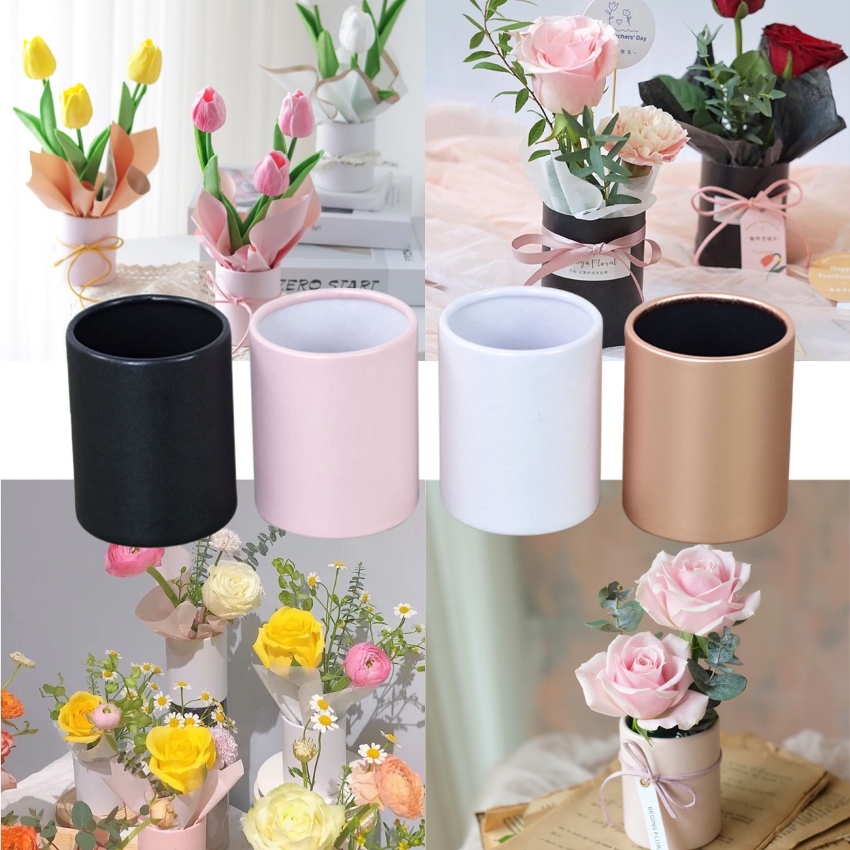 4pcs Mini Round Flower Box Gif - Florist Supply Paper 评论和价格